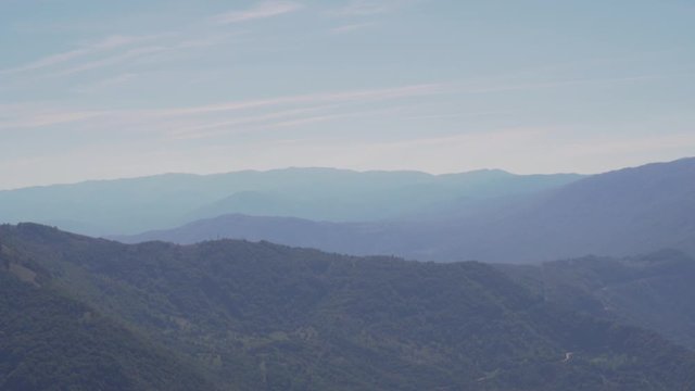 Panoramic view of valley mountain peak on the background in the Montenegro