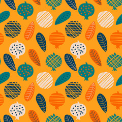 Trendy seamless pattern with stylised garnets, vector illustration