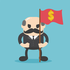 Businesses hold red flags and the dollar symbol.