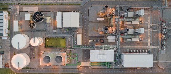 Fototapeta na wymiar Aerial view gas turbine electric power plant 
