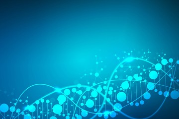 Structure molecule and communication. Dna, atom, neurons. Scientific concept for your design. Connected lines with dots. Medical, technology, chemistry, science background. Vector illustration.