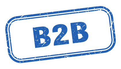 b2b stamp. b2b square grunge blue sign