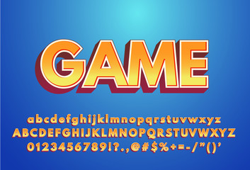 Start - text effect with modern 3d design, gradient font complete set alphabet for game title or logo