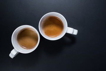 Fresh cup espresso coffee milk Food background