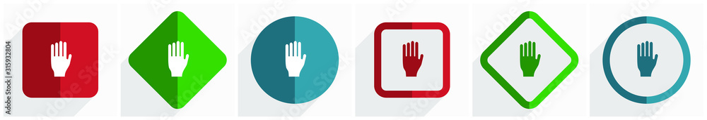 Poster Stop icon set, flat design vector illustration in 6 options for webdesign and mobile applications in eps 10