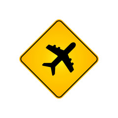 Warning signboard low flying aircraft  symbol