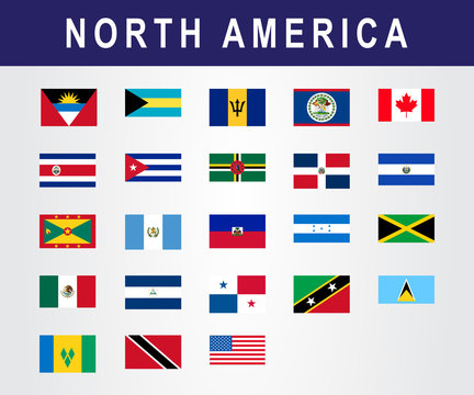 Set of Nort American Countries Flag