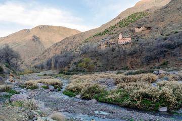 Berber village located high in Atlas mountains, Morocco