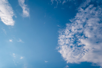 Blue Sky and Clouds. Daylight, mood. View, White clouds in the beautiful blue sky, Clouds in the blue sky. Oxygen, environment.