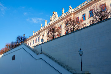 Fototapeta premium side of view of museum building in Europe 