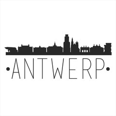 Antwerp Belgium . City Skyline. Silhouette City. Design Vector. Famous Monuments.