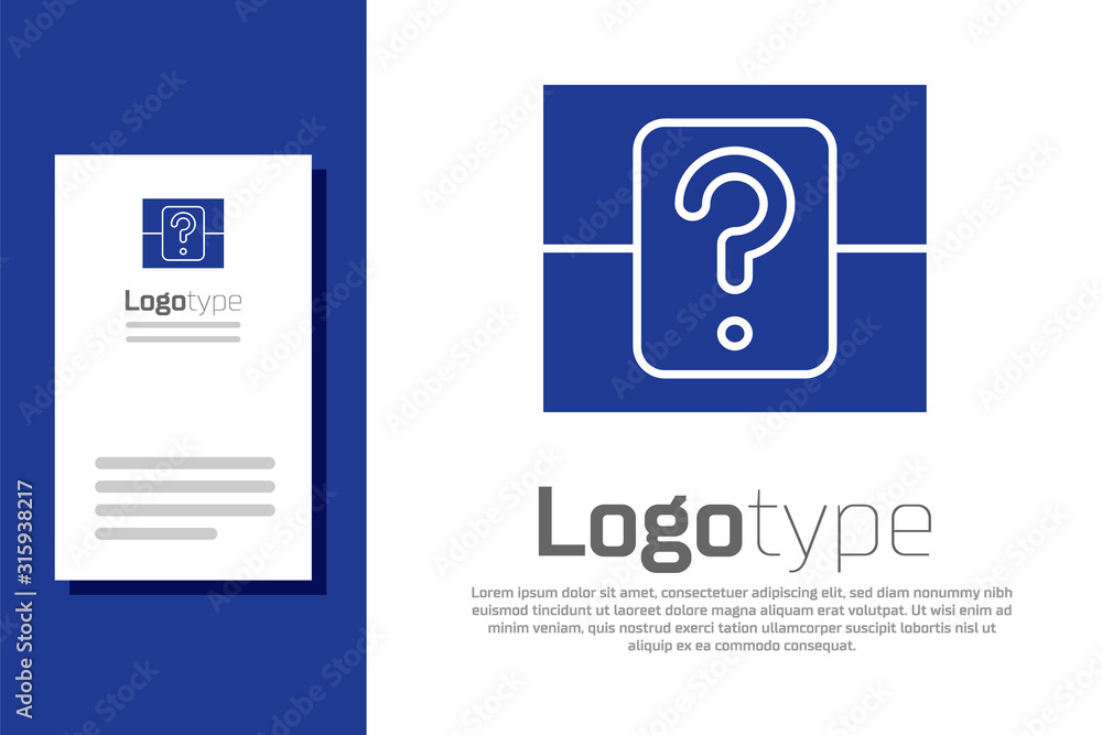 Poster blue mystery box or random loot box for games icon isolated on white background. question box. logo 