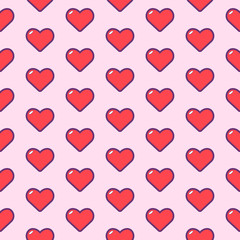 Cute hearts seamless pattern. Romantic heart on pink background.