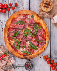 pizza with meat