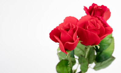 Red rose made of paper on the background