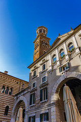 Fototapeta premium Lamberti Tower in Verona, Italy