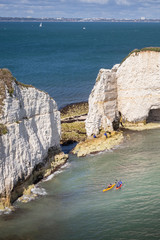 canoeing at the white cliffs at OLd Harry rocks