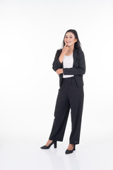 A portrait of a beautiful businesswoman with various poses isolated on white background.