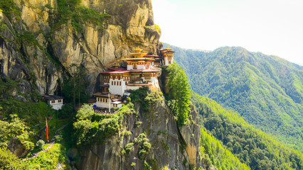 The most famous attraction of the Kingdom of Bhutan is the Taktshang Monastery in a mountain cliff. Also know as 'Tigers Nest'