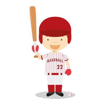 Sports cartoon vector illustrations: Baseball