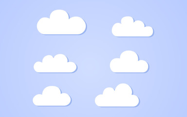 Doodle clouds vector illustration on a blue background