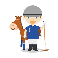 Sports cartoon vector illustrations: Polo