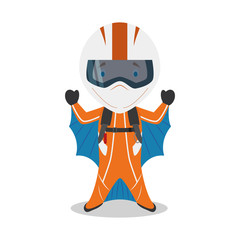 Sports cartoon vector illustrations: Wingsuiting