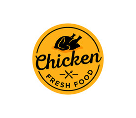 fried chicken logo, emblem, badge, Vector, Illustration
