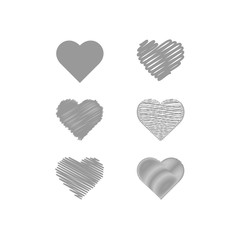 Set of heart illustrations.Hearts with scribble effect.