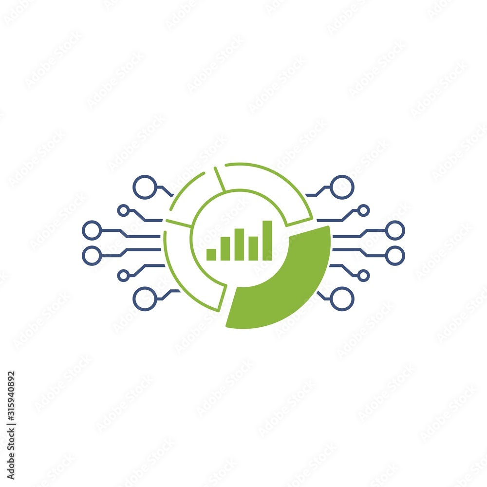 Poster the process of working digital data. electronic control. vector icon on a white background.