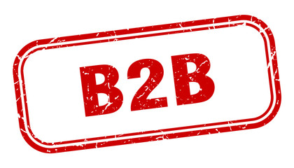 b2b stamp. b2b square grunge red sign