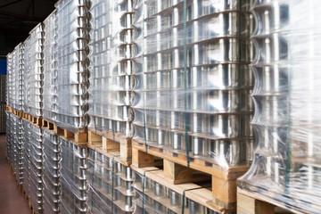 cans pallets in production, packaged ready for sale - 315942268
