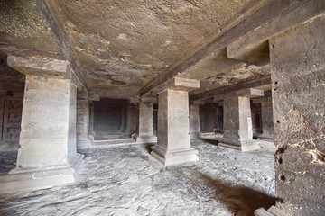 Interior of Historical Site of the Ellora Caves in Aurangabad, India
