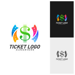 Money Ticket Logo Template Design Vector, Emblem, Creative design, Icon symbol concept