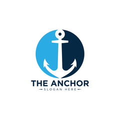 marine retro emblems logo with anchor , anchor logo - vector © Mily Studio