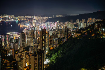 Obraz premium ヴィクトリアピークから見える香港の夜景