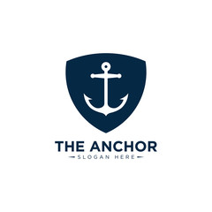 marine retro emblems logo with anchor , anchor logo - vector