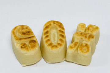 Marzipan from Toledo, sweet dessert made with almond, egg and sugar.