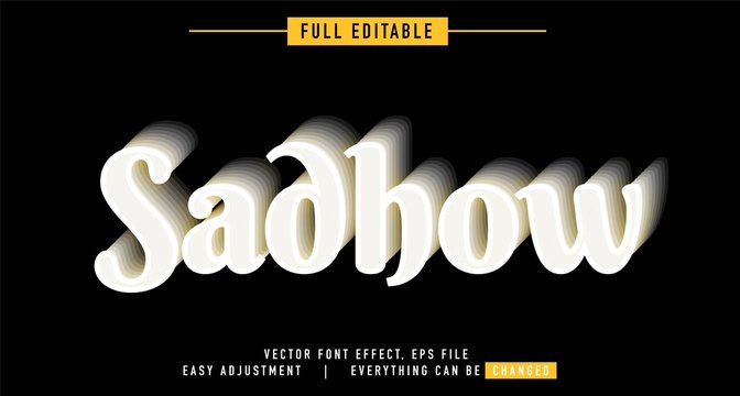 shadow and metal text effect design editable vector, easy to change as needed, luminous outside has a shadow behind, the main element of the title is modern and beautiful,