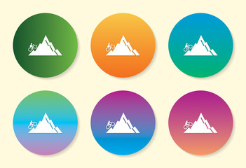 Cyclist six color gradient icon design.