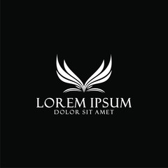 Twin eagle head logo template with abstract ornament concept in flat design monogram illustration