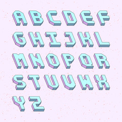 Alphabet letters with 3d isometric effect