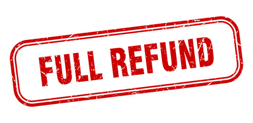 full refund stamp. full refund square grunge red sign