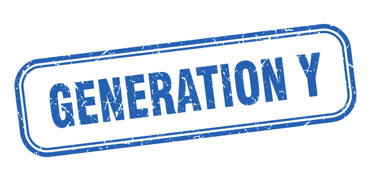 generation y stamp. generation y square grunge blue sign