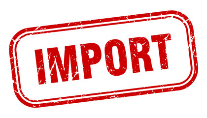 import stamp. import square grunge red sign