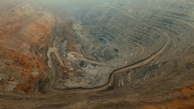 Quarry opencast mining of iron ore industry.