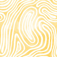 Yellow abstract striped watercolor seamless pattern. Raster hand painted background.