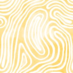 Dekokissen Nahtloses Muster des gelben abstrakten gestreiften Aquarells. Raster handgemalter Hintergrund. © Sonyara