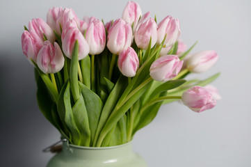 bouquet of Pink tulips in a floral shop