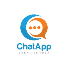 Chat Communication Logo Design Vector